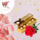 Chocolat Ferrero Rocher et une tige de rose